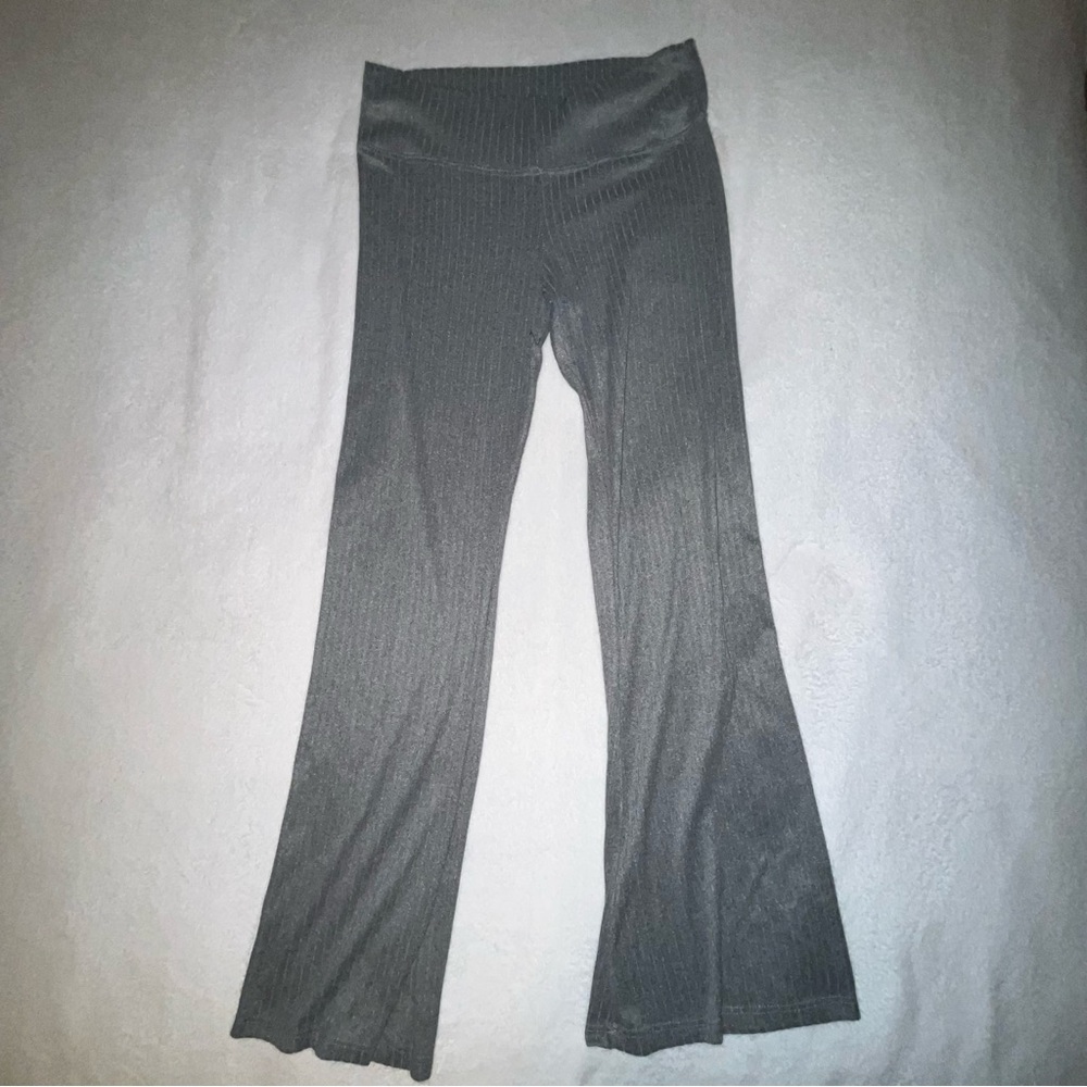 Gray Ribbed Flare leggings Pants